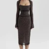 Gaia Black Lace Corset Midi Dress