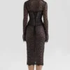 Gaia Black Lace Corset Midi Dress