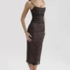 Gaia Black Lace Corset Midi Dress