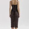 Gaia Black Lace Corset Midi Dress
