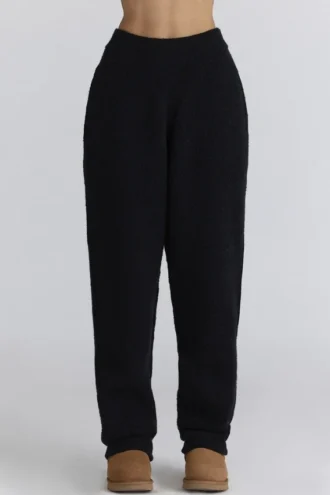 Geena Black Wool Boucle Knit Trousers