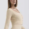 Gene Beige Soft Fluffy Knit Cardigan