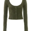Gene Khaki Soft Fluffy Knit Cardigan