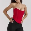 Genevieve Scarlet Satin Lace Back Corset