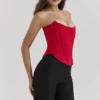 Genevieve Scarlet Satin Lace Back Corset
