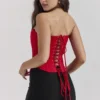 Genevieve Scarlet Satin Lace Back Corset
