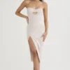 Georgia Crystal Satin and Lace Midi Dress