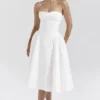 Georgiana White Cotton Strapless Midi Sundress