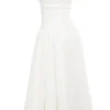 Georgiana White Cotton Strapless Midi Sundress