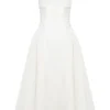 Georgiana White Cotton Strapless Midi Sundress