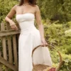 Georgiana White Cotton Strapless Midi Sundress