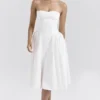 Georgiana White Cotton Strapless Midi Sundress