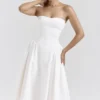 Georgiana White Cotton Strapless Midi Sundress