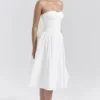 Georgiana White Cotton Strapless Midi Sundress