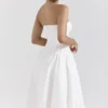 Georgiana White Cotton Strapless Midi Sundress