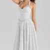 Georgie Cotton Halter Neck Polka Dot Print Midi Dress