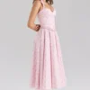 Georgie Pink Rose Print Stretch Cotton Halter Neck Midi Dress