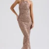 Giada Rose Gold Embroidered Sequinned Gown