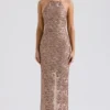Giada Rose Gold Embroidered Sequinned Gown