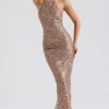 Giada Rose Gold Embroidered Sequinned Gown