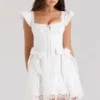 Giglio White Broderie Anglais Frill Mini Dress