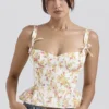 Gigou Royal Rose Print Peplum Cotton Corset