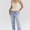 Gigou Royal Rose Print Peplum Cotton Corset