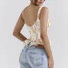 Gigou Royal Rose Print Peplum Cotton Corset