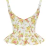 Gigou Royal Rose Print Peplum Cotton Corset