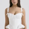 Gigou White Peplum Cotton Corset