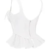 Gigou White Peplum Cotton Corset