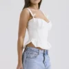 Gigou White Peplum Cotton Corset