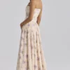 Gina Ivory Sweet Peony Floral Print Strapless Maxi Dress