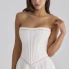 Gina White Cotton Strapless Maxi Dress