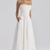Gina White Cotton Strapless Maxi Dress
