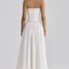 Gina White Cotton Strapless Maxi Dress
