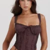 Gini Rich Brown Lace Back Corset
