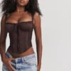 Gini Rich Brown Lace Back Corset