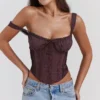 Gini Rich Brown Lace Back Corset