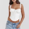 Gini White Lace Back Corset