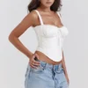 Gini White Lace Back Corset