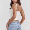 Gini White Lace Back Corset