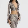 Giulia Pewter Shimmer Velvet Satin Top
