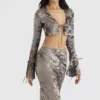 Giulia Pewter Shimmer Velvet Satin Top