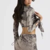 Giulia Pewter Shimmer Velvet Satin Top