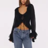 Goya Black Ruffled Sleeve Blouse