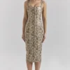 Gracie Snakeskin Print Vegan Leather Midi Dress