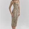 Gracie Snakeskin Print Vegan Leather Midi Dress