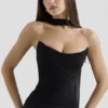 Hallie Black Strapless Corset with Neck Scarf