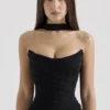 Hallie Black Strapless Corset with Neck Scarf